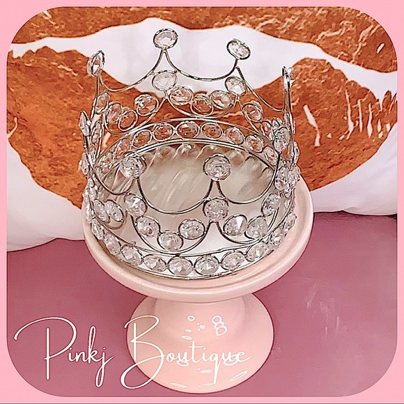 Other - 💗{TIARA} Shaped Clear Rhinestones Candle Holder Home Accent Bling Decor!